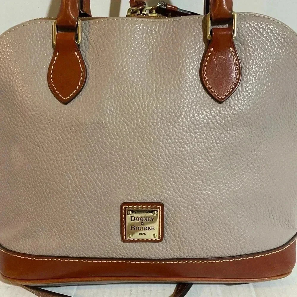 Dooney Bourke vintage grey leather satchel handbag - Picture 8 of 16